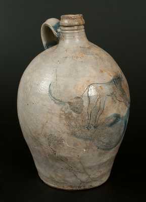 Extremely Rare Stoneware Jug w/ Incised Cat Decoration, late 18th or early 19th century