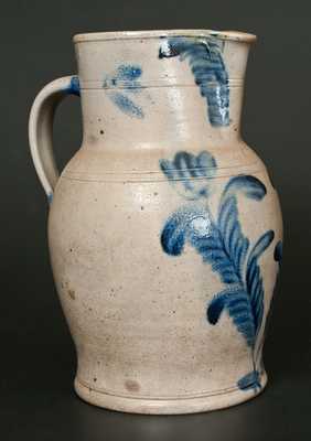 2 Gal. Stoneware Pitcher with Tulip Decoration att. Richard Remmey, Philadelphia, PA