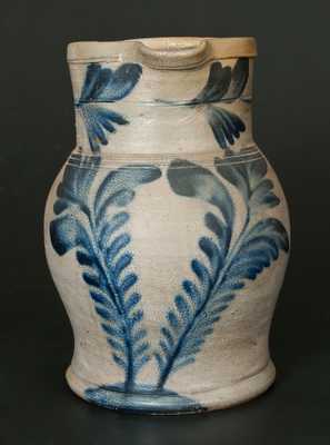 R.C.R / PHILA Stoneware Pitcher w/ Tulip Decoration (Richard Remmey, Philadelphia)