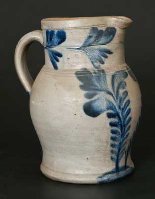 R.C.R / PHILA Stoneware Pitcher w/ Tulip Decoration (Richard Remmey, Philadelphia)