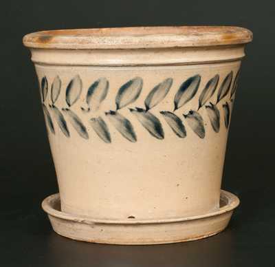 Unusual Decorated Stoneware Flowerpot