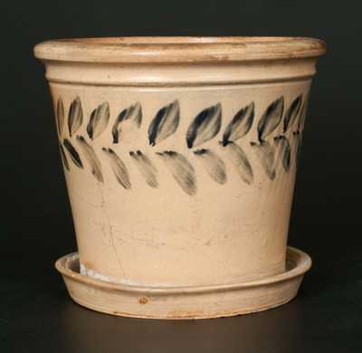 Unusual Decorated Stoneware Flowerpot
