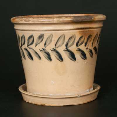 Unusual Decorated Stoneware Flowerpot