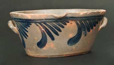 Stoneware Milkpan with Swag Decoration att. Jeremiah Keister, Strasburg, VA