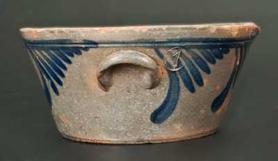 Stoneware Milkpan with Swag Decoration att. Jeremiah Keister, Strasburg, VA