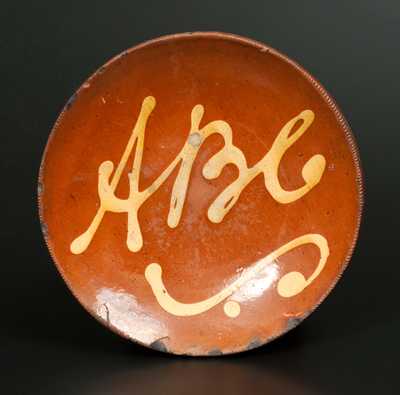 Redware Plate with Yellow Slip