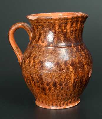 Redware Pitcher with Profuse Manganese Sponging