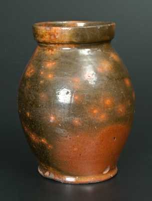 Ovoid Glazed Redware Jar att. New England