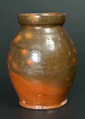 Ovoid Glazed Redware Jar att. New England