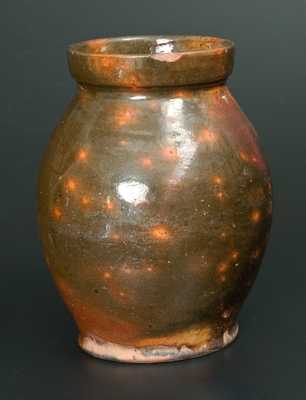 Ovoid Glazed Redware Jar att. New England