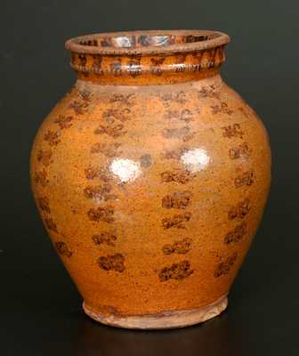 Redware Jar with Manganese Sponging