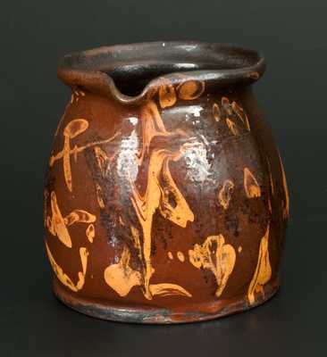 Redware Batter Pitcher with Marbled Decoration