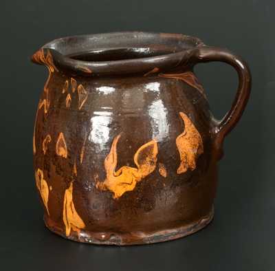 Redware Batter Pitcher with Marbled Decoration