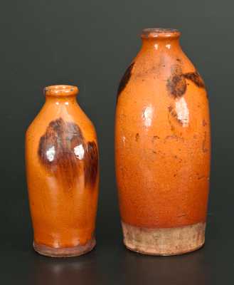 Lot of Two: Redware Flasks with Manganese Decoration