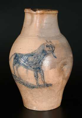 Exceedingly Rare & Important Manhattan Stoneware Lion Pitcher