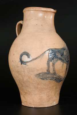 Exceedingly Rare & Important Manhattan Stoneware Lion Pitcher