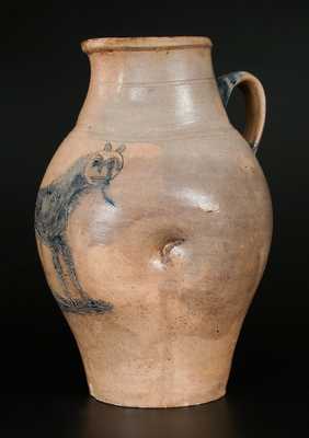 Exceedingly Rare & Important Manhattan Stoneware Lion Pitcher