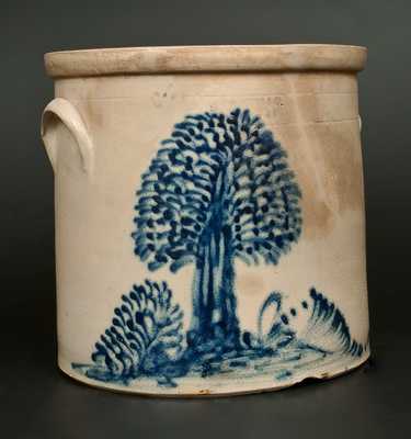 HAXSTUN, OTTMAN & CO. / FORT EDWARD, NY Stoneware Crock w/ Tree Decoration