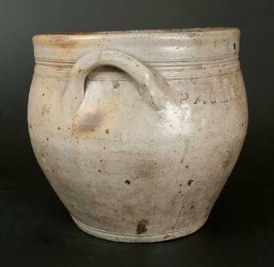 Rare Squat PAUL:CUSHMAN s Ovoid Stoneware Jar, Albany, c1815