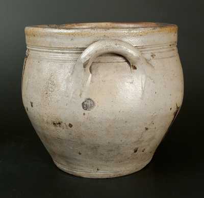 Rare Squat PAUL:CUSHMAN s Ovoid Stoneware Jar, Albany, c1815