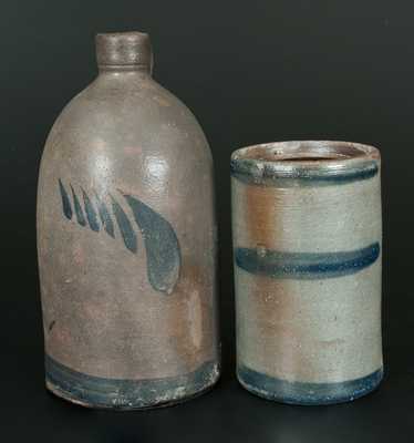 Lot of Two: Western PA Striped Stoneware Canning Jar and Jug