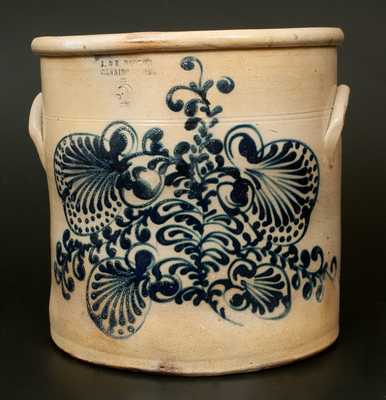 J. & E. NORTON / BENNINGTON, VT 5 Gal. Stoneware Crock with Profuse Slip-Trailed Floral Decoration