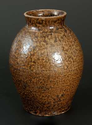 Rare J. S. NASH, Marion County, Texas Alkaline-Glazed Stoneware Jar