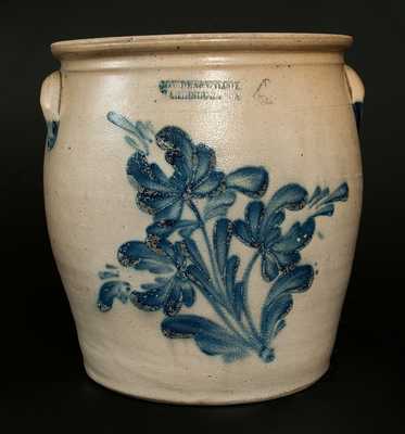 4 Gal. COWDEN & WILCOX / HARRISBURG, PA Stoneware Crock w/ Tulip Decoration