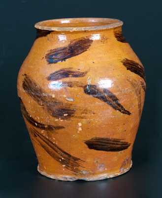 Very Rare Cain Pottery, Sullivan County, Tennessee Redware Jar w/ Manganese Decoration