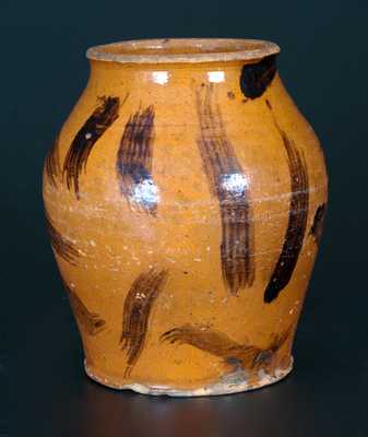 Very Rare Cain Pottery, Sullivan County, Tennessee Redware Jar w/ Manganese Decoration