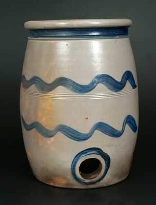 Very Rare Western PA Stoneware Water Cooler with Striped Decoration