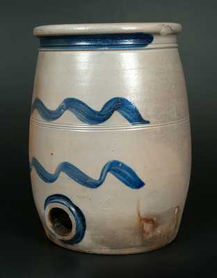 Very Rare Western PA Stoneware Water Cooler with Striped Decoration