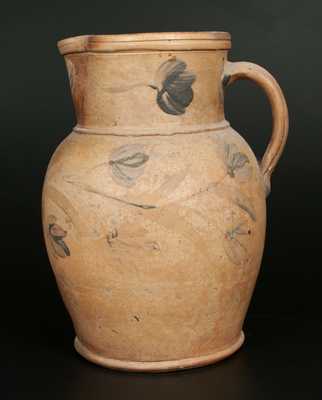 Pennsylvania Stoneware Pitcher with Brushed Floral Decoration