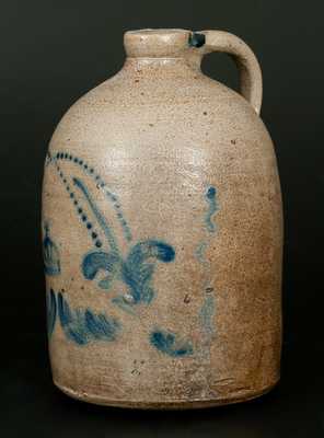 Rare 1 Gal. Stoneware Jug with Crown and Corn Decoration att. Pfaltzgraff, York, PA