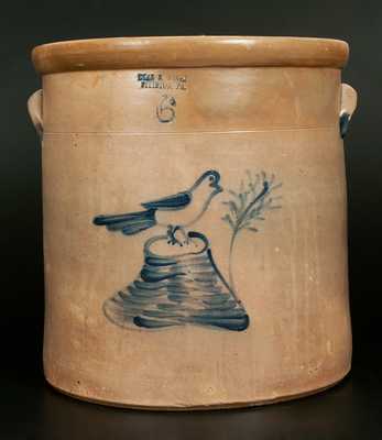 Rare EVAN R. JONES / PITTSTON, PA Stoneware Bird-on-Stump Crock