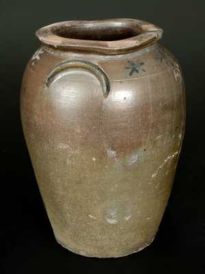 Unusual Stoneware Crock w/ Cobalt Star, Ohio River Valley