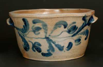 Baltimore Stoneware Milkpan with Elaborate Brushed Floral Decoration, circa 1825