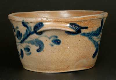 Baltimore Stoneware Milkpan with Elaborate Brushed Floral Decoration, circa 1825