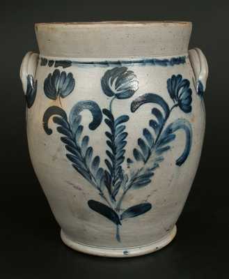 4 Gal. Baluster-Form Philadelphia Stoneware Jar w/ Brushed Tulip Decoration