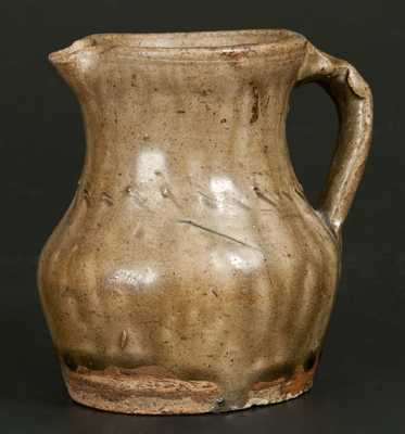 Unusual Small Alkaline-Glazed Stoneware Pitcher, possibly Edgefield, SC