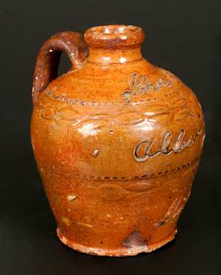 Very Unusual Small English Redware Jug Inscribed