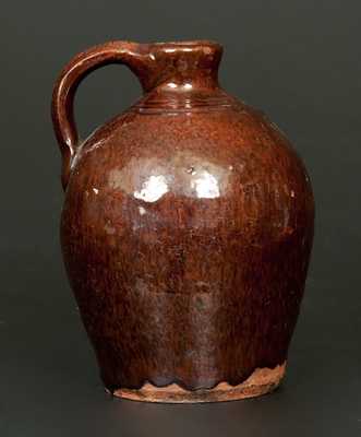Small Manganese Redware Jug, New England Origin