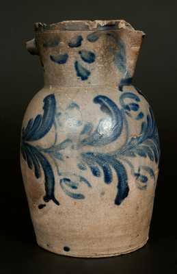 Rare Stoneware Pitcher with Elaborate Floral Decoration, Baltimore, circa 1825