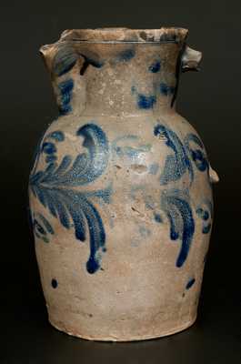 Rare Stoneware Pitcher with Elaborate Floral Decoration, Baltimore, circa 1825