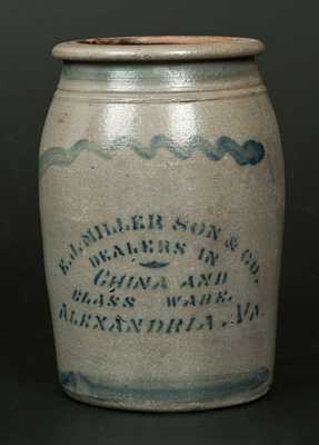 E. J. MILLER / ALEXANDRIA, VA Stoneware Stenciled Advertising Crock