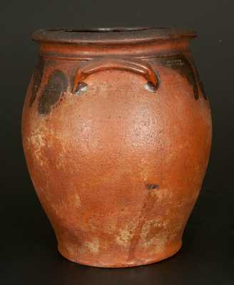 JOHN BELL / WAYNESBORO Ovoid Redware Jar with Brushed Manganese Floral Decoration