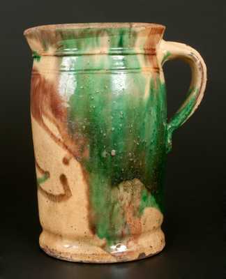 Shenandoah Valley Multi-Glazed Redware Tankard Pitcher