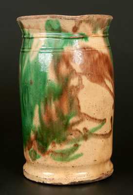 Shenandoah Valley Multi-Glazed Redware Tankard Pitcher