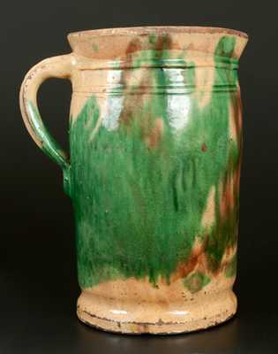 Shenandoah Valley Multi-Glazed Redware Tankard Pitcher