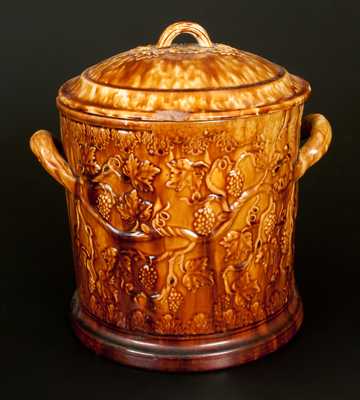 Rare W. BROMLEY Cincinnati, OH Rockingham Lidded Jar